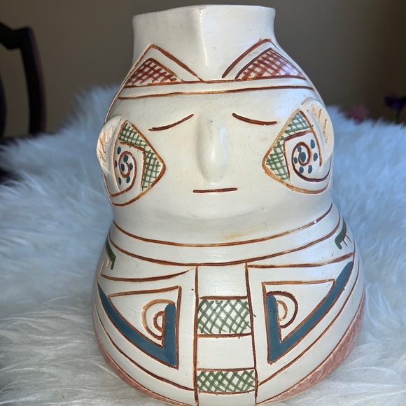 Vintage Mexican Pottery hand painted Pitcher Water/vase X10 - Picture 8 of 12